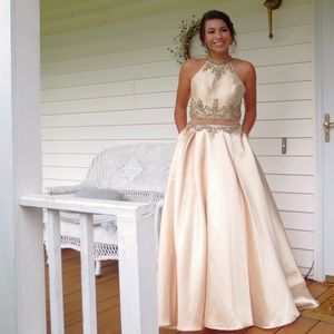 Camille La View, rose gold prom dress